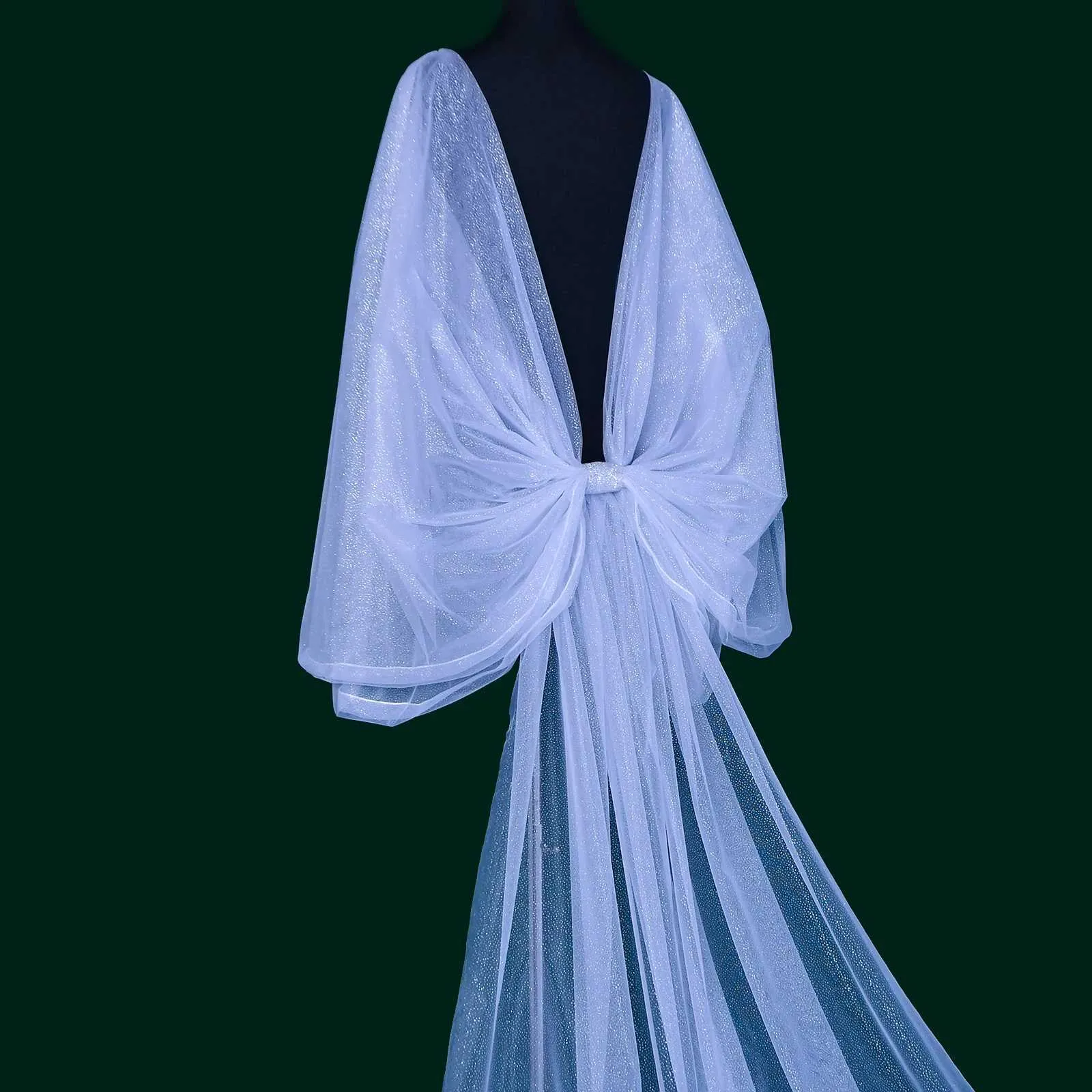 Bridal Cape Veil For Women Sparkling Wedding Shawl Hair Accessory_voghion.com