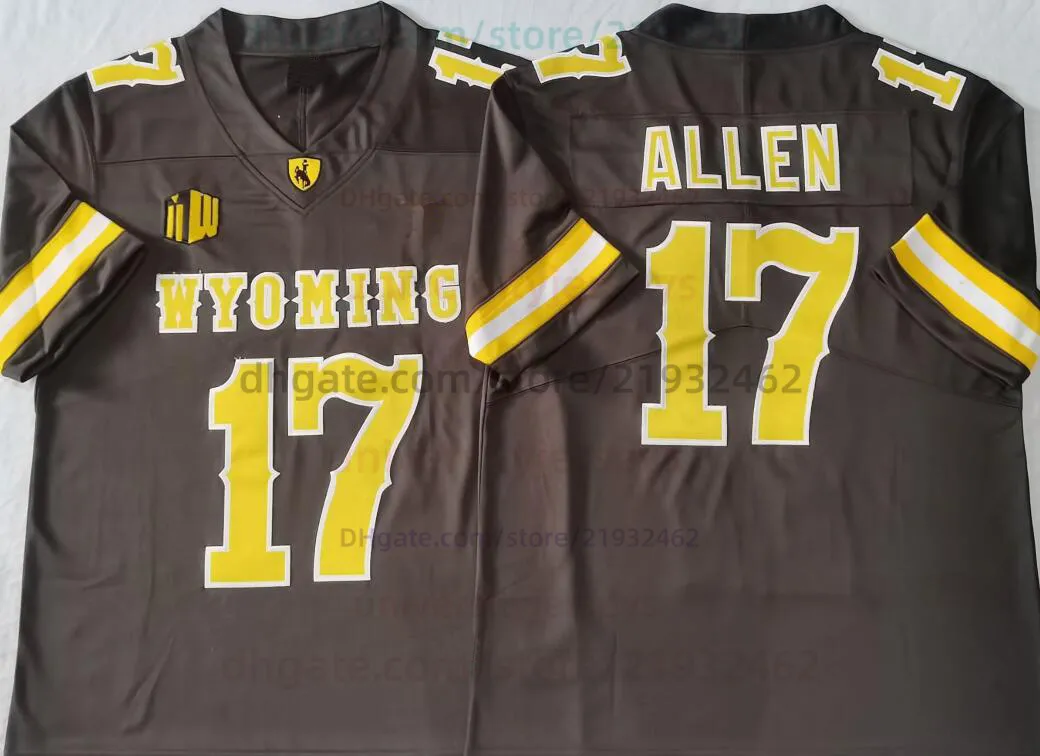 Wyoming Cowboys Josh Allen #17 Football Jersey NCAA College Stitched  Jersey, Brown/White/Coffee Mens University Apparel