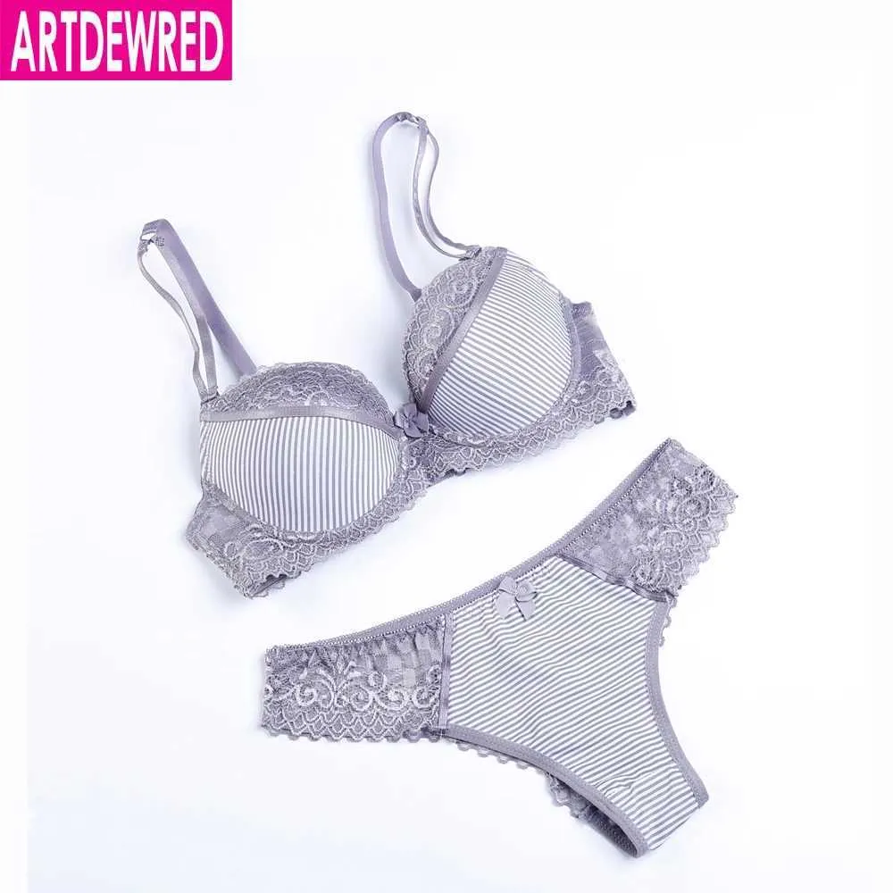 Bras define Artdewred Sexy Lace Bra Conjunto de sutiã listrado e calcinha lingerie roupas íntimas plus size suimates