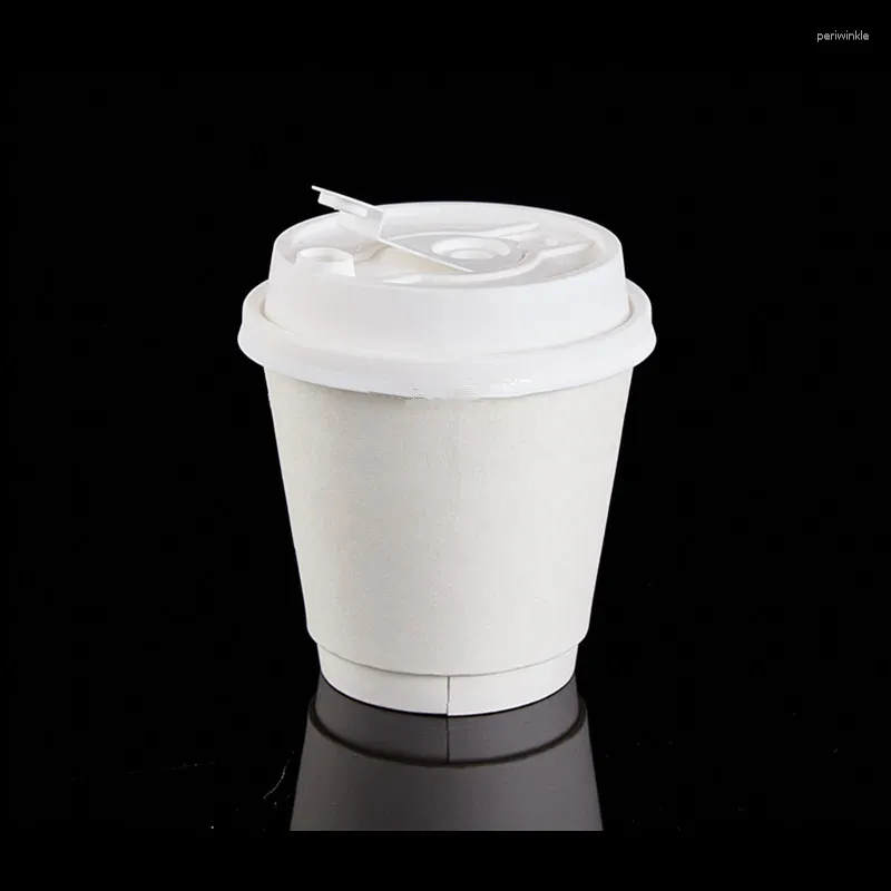 Caglie usa e getta 50 pezzi da 50 pezzi netto rosso 10 once a doppia carta bianca isolata tazza di caffè confezionamento da 300 ml tè al latte kraft con coperchio