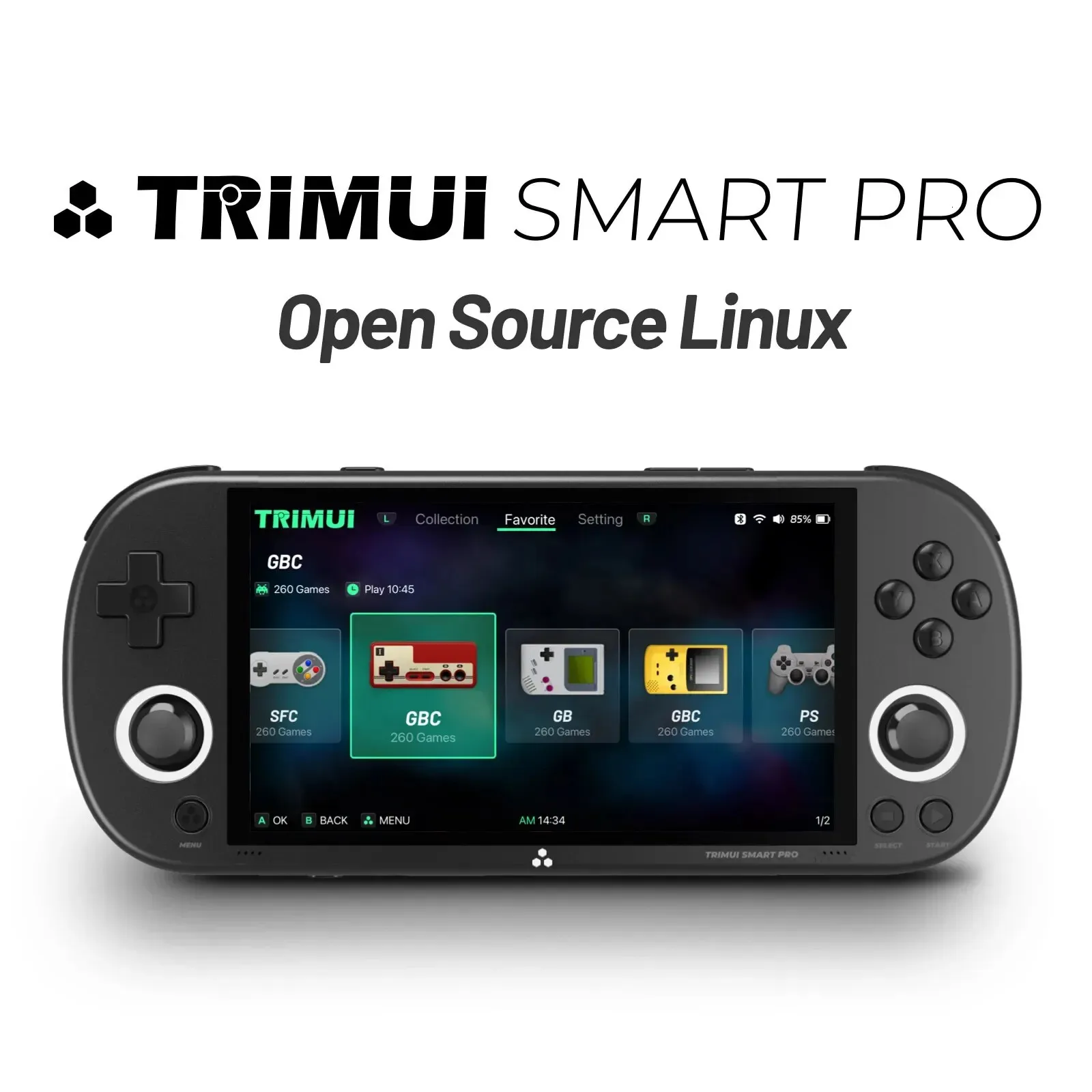 Trimui Smart Proハンドヘルドゲームコンソール496IPSスクリーンLinuxシステムジョイスティックRGB照明SmartProレトロビデオプレーヤーギフト240510