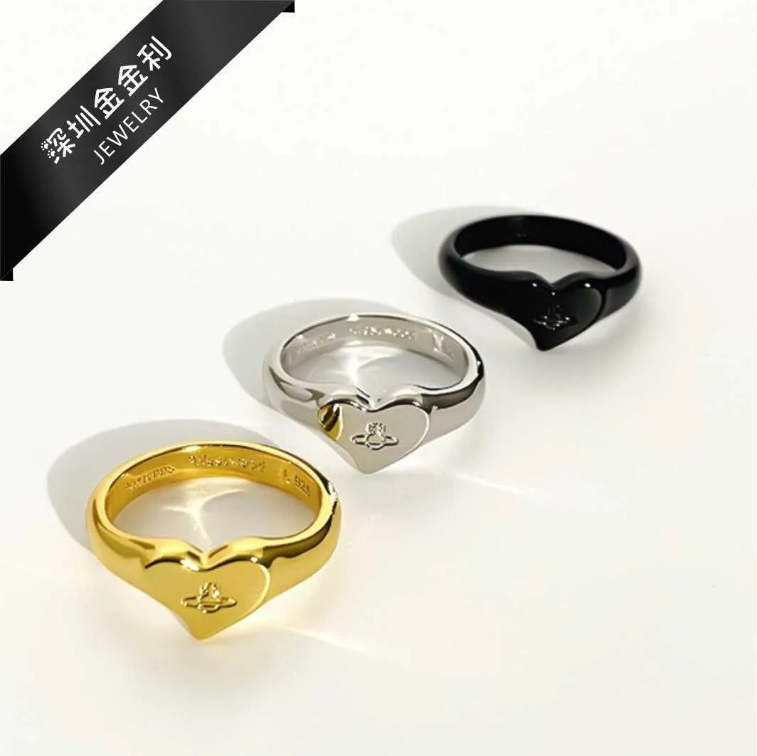 Designer Westwoods Love Ring for Women Light Luxury Heart en forme de cœur haut de gamme Simple et en couches Instagram Open Open Nail