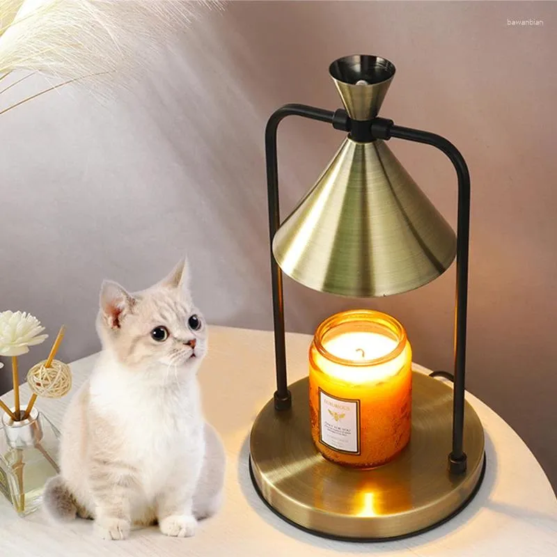 Kerzenhalter Elektrische intelligente Wachsschmelzlampe Gold Nordic Vintage Candlestick Halter Metall Candelabros Home Dekoration
