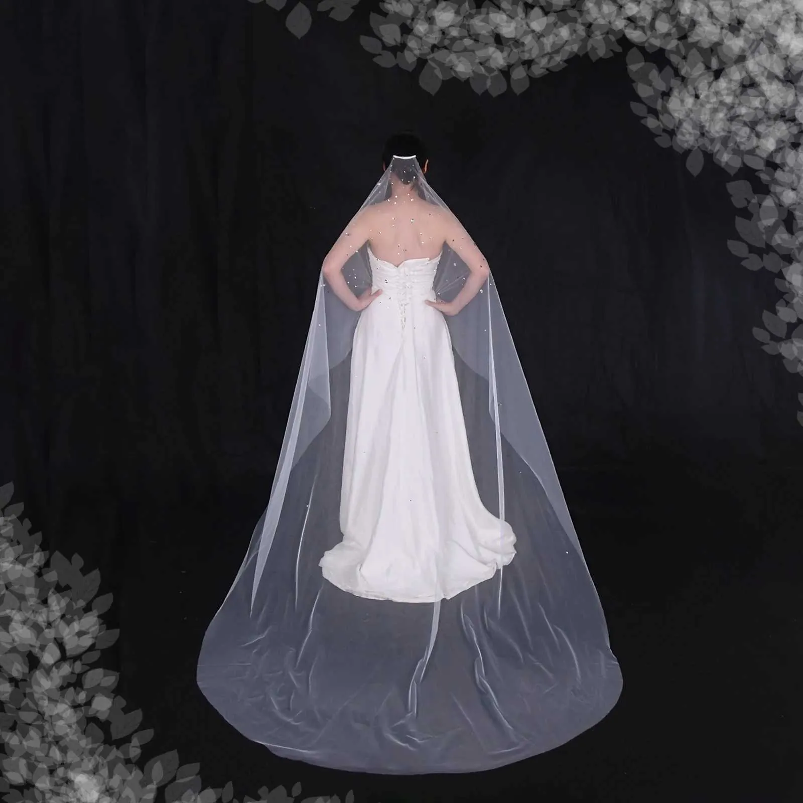 Gioielli per capelli V178 Veli da sposa con perline e cristalli, 1 strato, in tulle morbido con pettine, accessori da sposa per la sposa_voghion.com