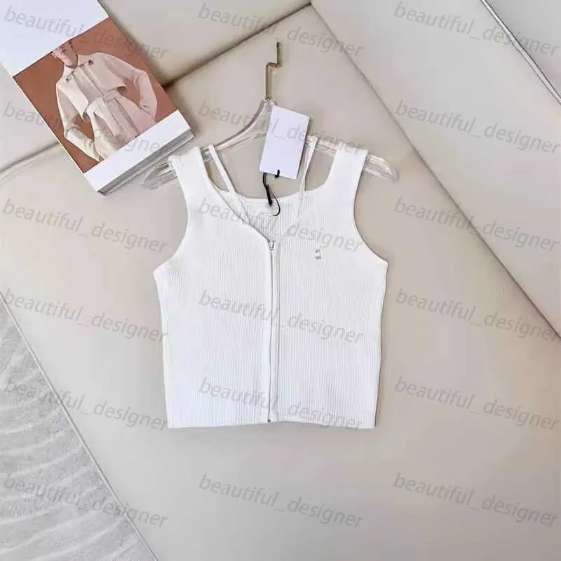 Luxury designer women's tank top 2024 Early Spring New Sexy Slim Fit Versatile Letter Zipper Shoulder Strap Short Suspended Tank Top