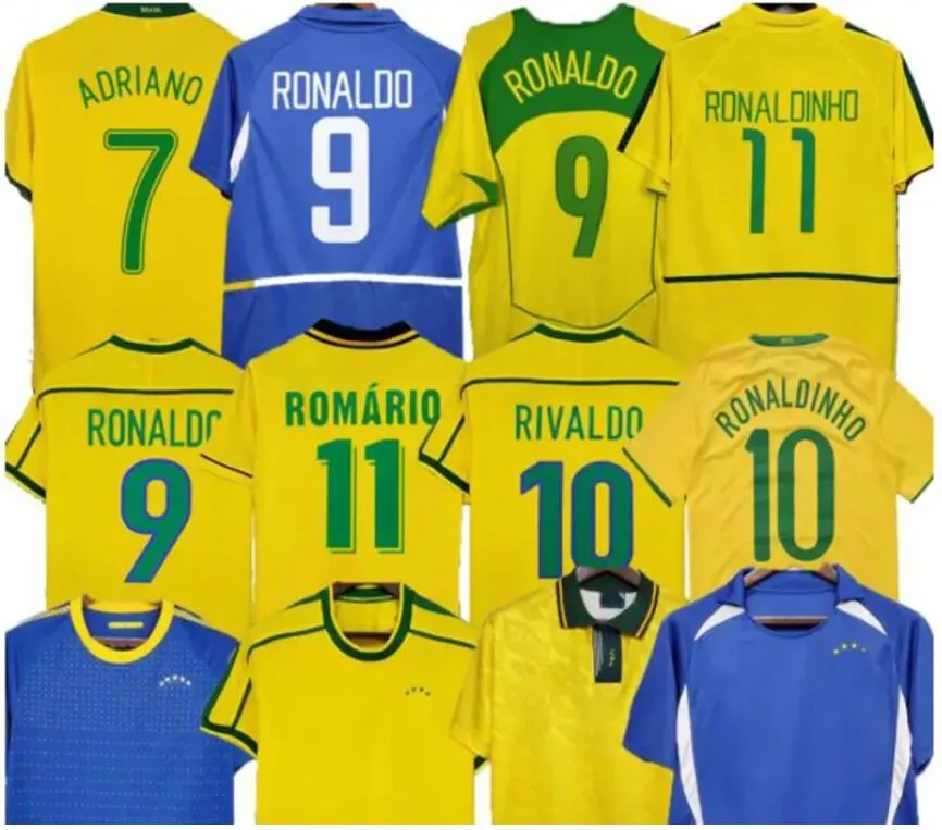 1970 1978 1998 Retro Brasil Pele Soccer Jerseys 2002 Carlos Romario Ronaldo Ronaldinho Shirts 2004 1994 Brésils 2006 Rivaldo Adriano Kaka 1988 2000 2010 Vini Jr