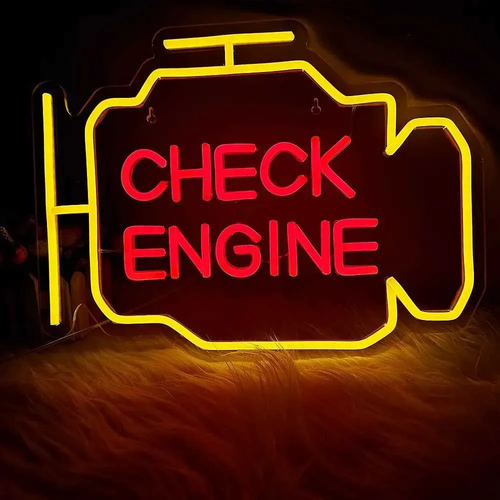 LED Neon Sign Check Engine Neon Sign Led Light Auto Room Repair Shop Decor Bar Club Luminous Atmosphere Lamp USB R230613 LL