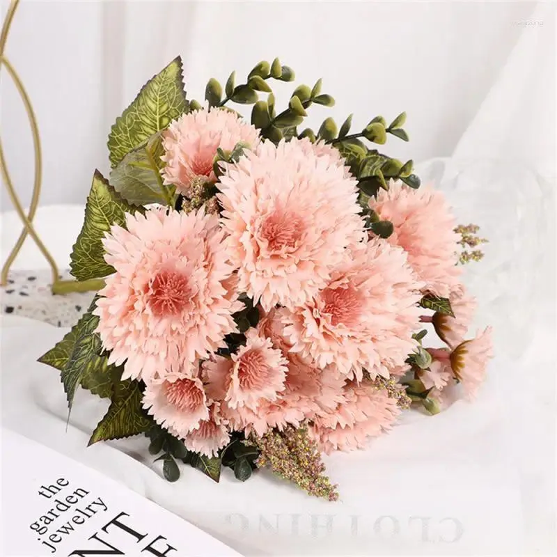 Fleurs décoratives 1bunch Small Sunflower Decoration Artificial Fleur Artificial Colorful Silk Daisies for Home Arrangement Party