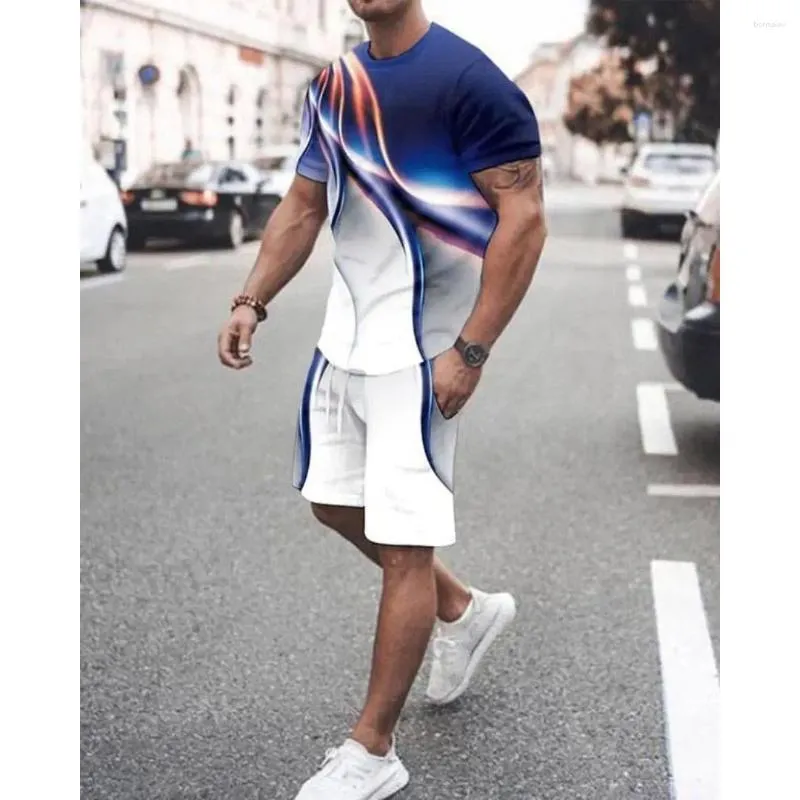 Мужские трековые костюмы одежда летняя тенденция футболка Шорты наборы мужской сетки негабаритные футболки костюмы