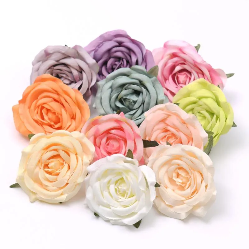 Decoratieve bloemen 10 stks 7cm piekarticial Silk Flower Heads Scrapbooking for Home Wedding Birthday Decoration Fake Rose