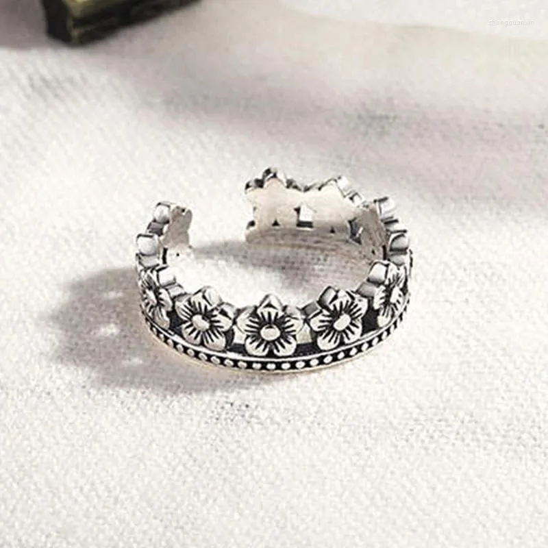Cluster Rings 925 Sterling Silver For Women Girls Minimalist Vintage Flower Ring Wedding Engagement Fashion Fine Jewelry Gift
