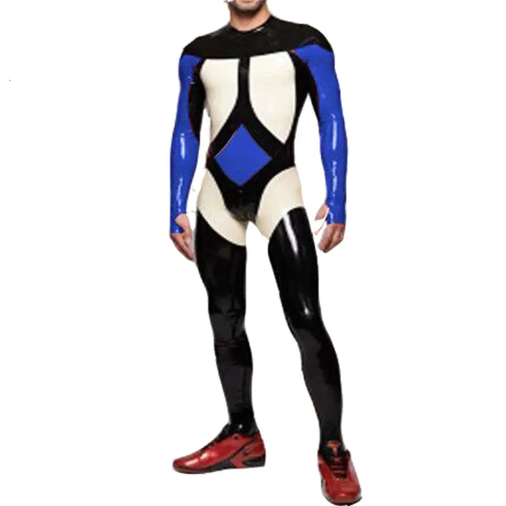 100% in gomma in gomma sportiva bella uomo locomotiva Catsuit Dimensione del body xs-xxl