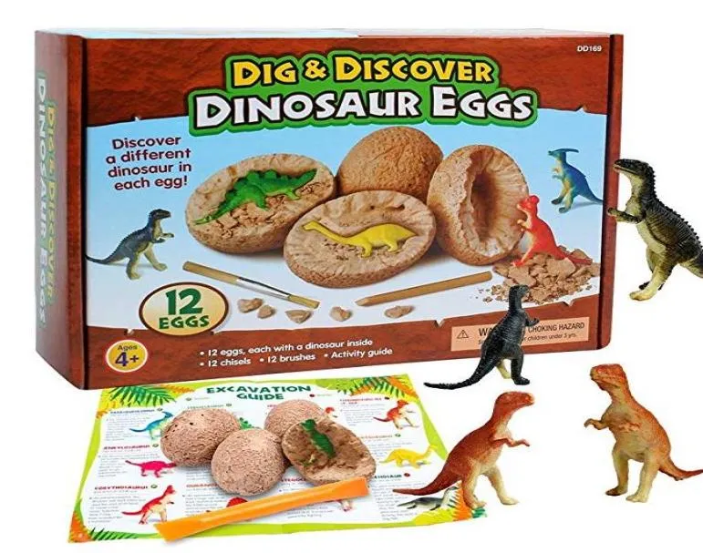Dig Discover Dino Egg Eggavation Toy Kit Уникальные яйца динозавров Пасхальная археология подарки подарки Dinosaur Partors для детей Boy G660897