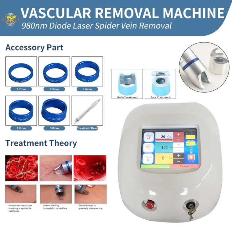 Lasermaskin 980nm diod laser spindel ven borttagning maskin akne behandling blodproppar 980 vaskulär salong Använd skönhet