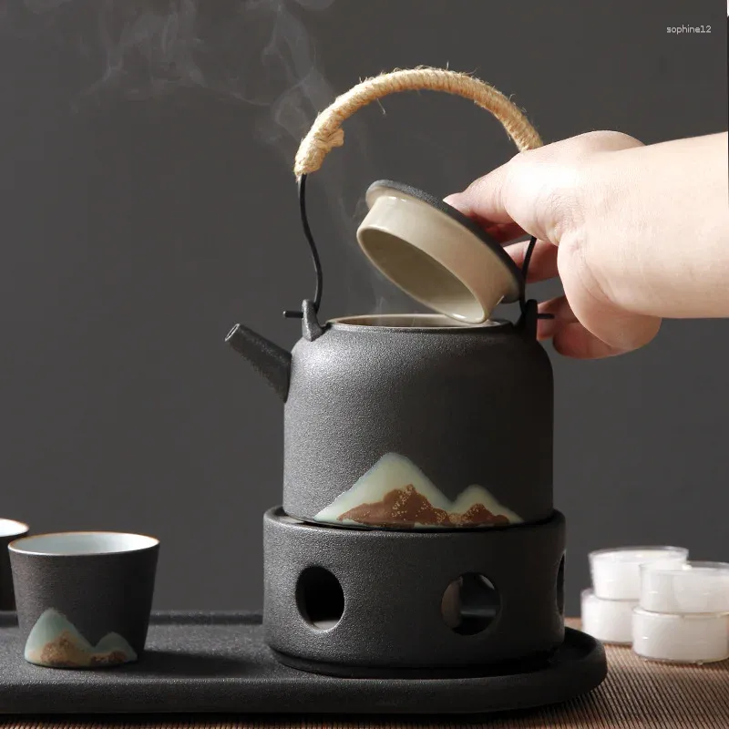 Teaware sätter japansk stil te uppvärmningsredskap och ställ in 6-stycken gaiwan engelska keramiska tekanna