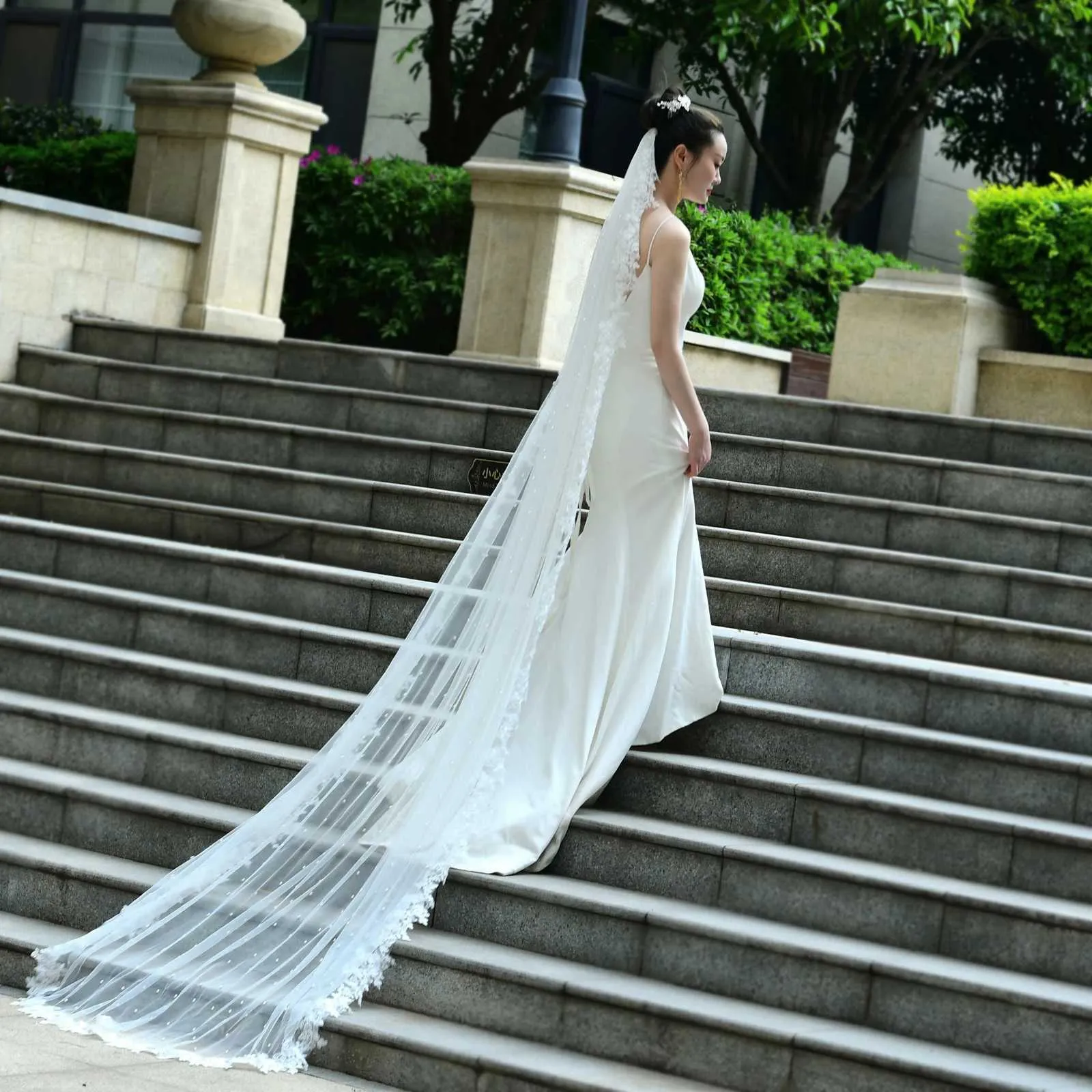 Hochzeitsschleier Mit Perlen Und Spitzenkante Und Kamm_voghion.com