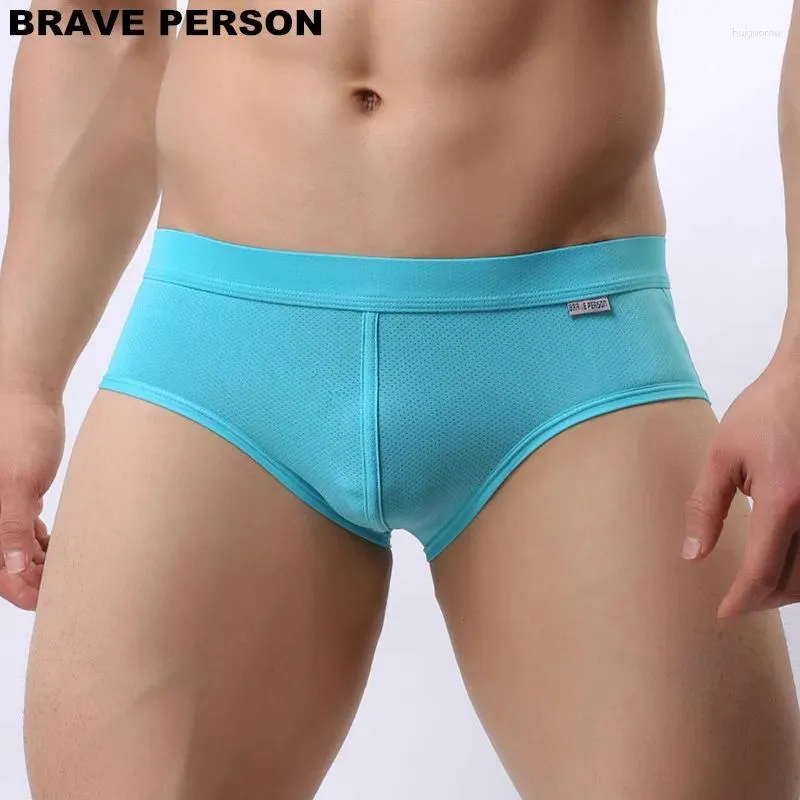 Sous-pants Brave Person Soft Nylon Underwear Men Boxers Shorts Mesh Breffable Elastic Sexy Brand Vêtements Male Potte