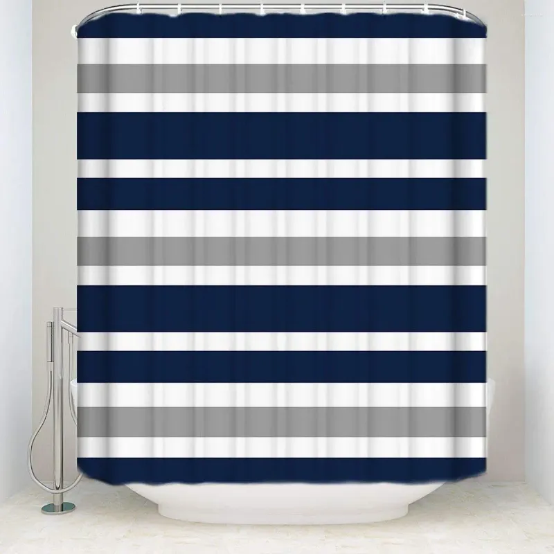 Shower Curtains Designs Navy Blue Gray And White Kids Bathroom Fabric Bath Teen Stripe Curtain