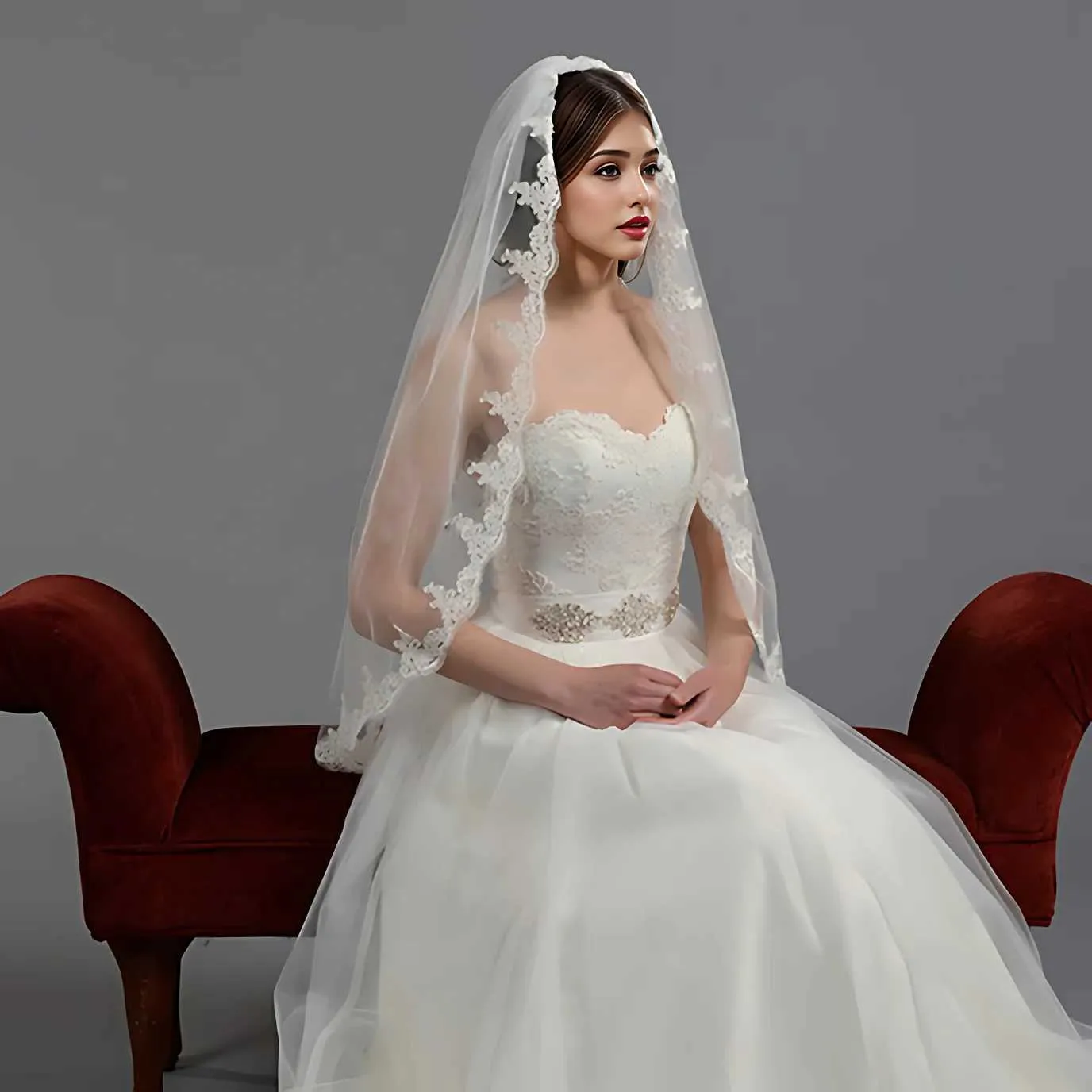 Sieraden Korte sluier Wimperkant Kanten rand Bruidssluiers 1 laag Ellebooglengte sluier Bruid Haaraccessoires Bruiloft Vrijgezellenfeest_voghion.com