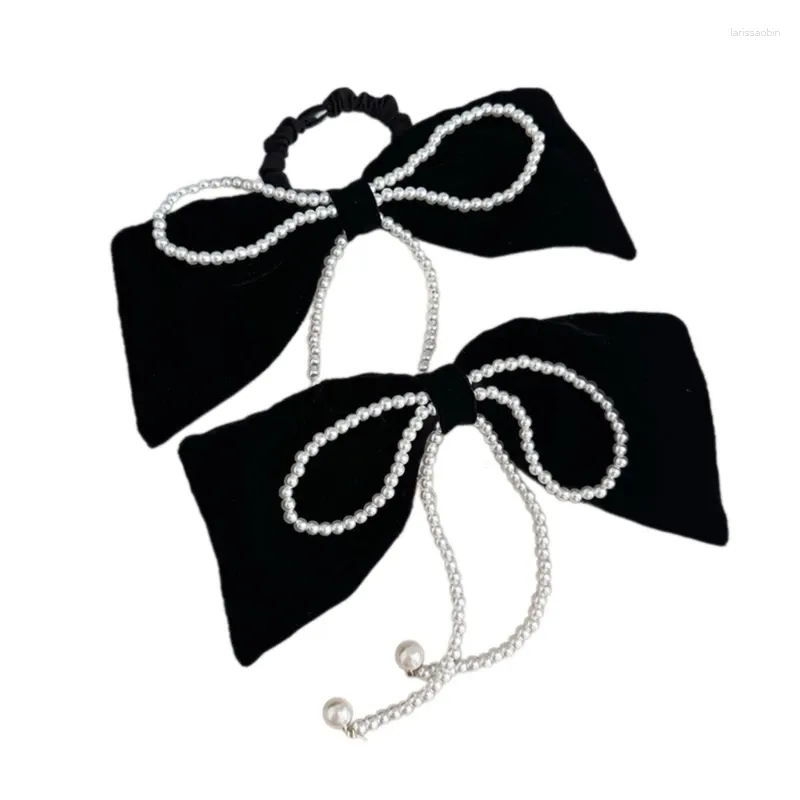 Clip per capelli eleganti bowknot clip perle in tessuto fiocchi per donne nastro oversize a corda barrettes accessori
