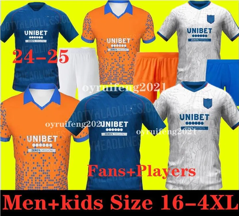 24 25 25 Glasgow Rangers koszulki piłkarskie 2024 2025 Home Blue Sakala Kent Tavernier Morelos Colak Hogan Football Shirt Men Kit Kit Fan Wersja Camiseta de 999991