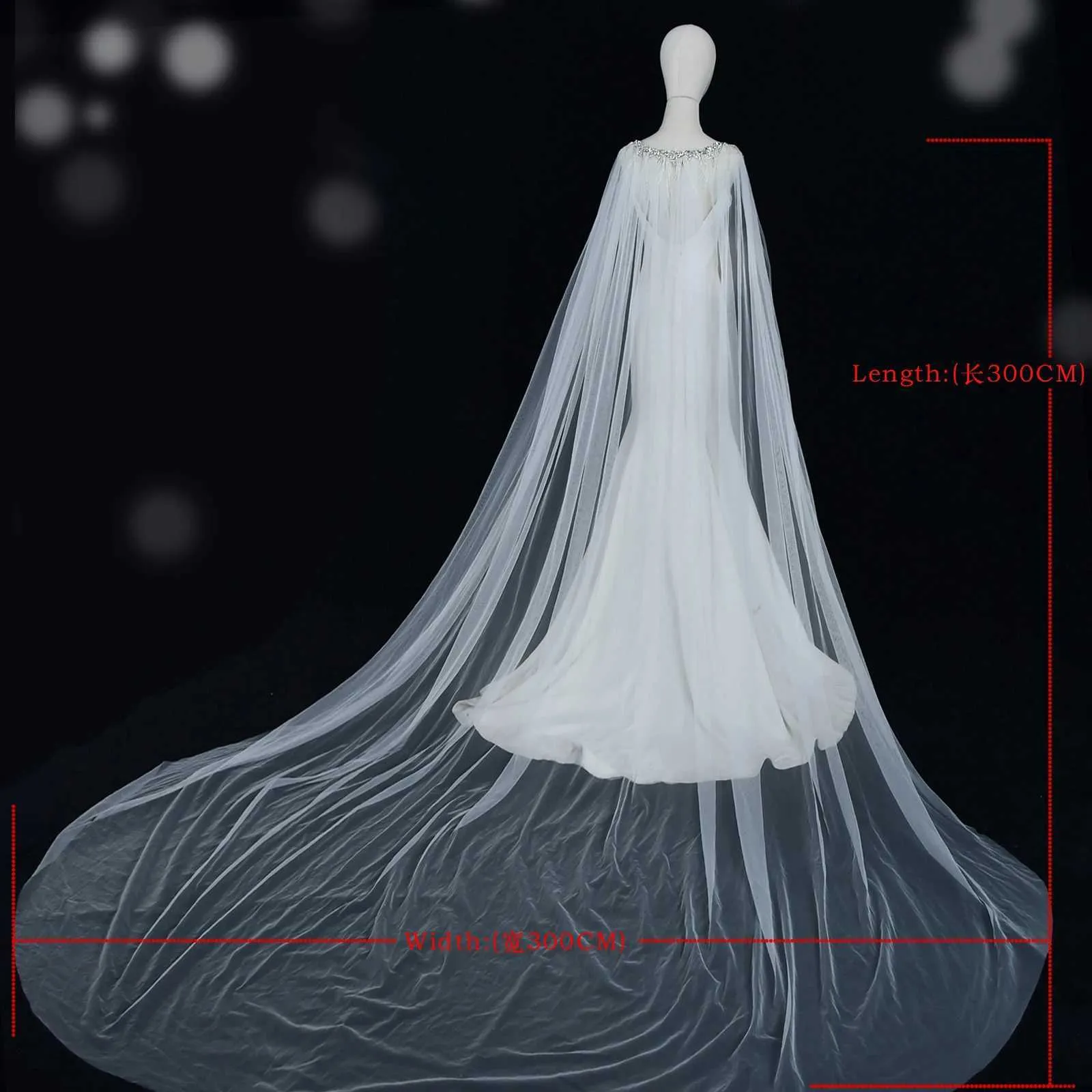 Gioielli per capelli Mantella da sposa con perline, strass, velo, scialli e boleri, giacca in tulle, abito da sposa_voghion.com