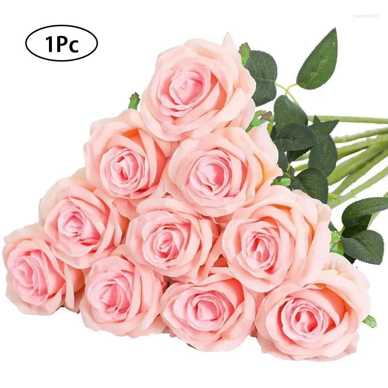 Flores decorativas 1pc simulação diy flor decoração de casamento ocidental grande buquê de rosa artificial rosa chifre 10 cabeça