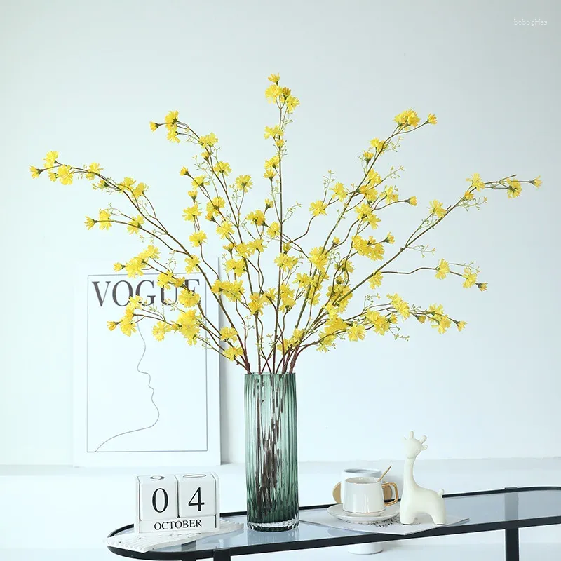 装飾的な花シミュレーションスノーウィローズブランチシルクフェイクグリーンプラント人工柳krysanthemum花のダイニングテーブルデコレーション