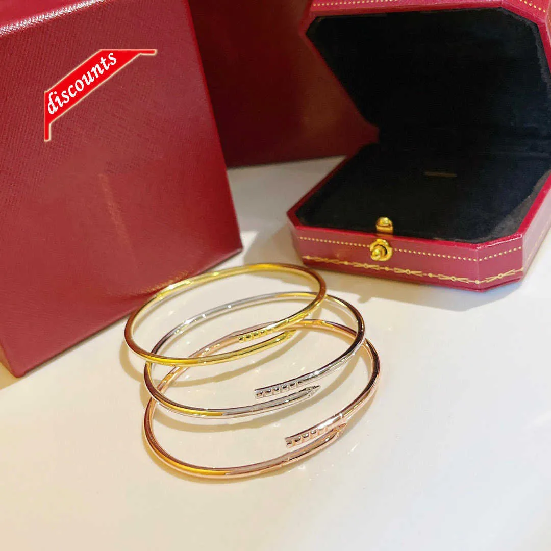 Bracelet de créateur bracelet en acier titane bracelets à ongles minces pour femmes hommes cubiques zircone love bijoux mode cadeau de Noël u1yx