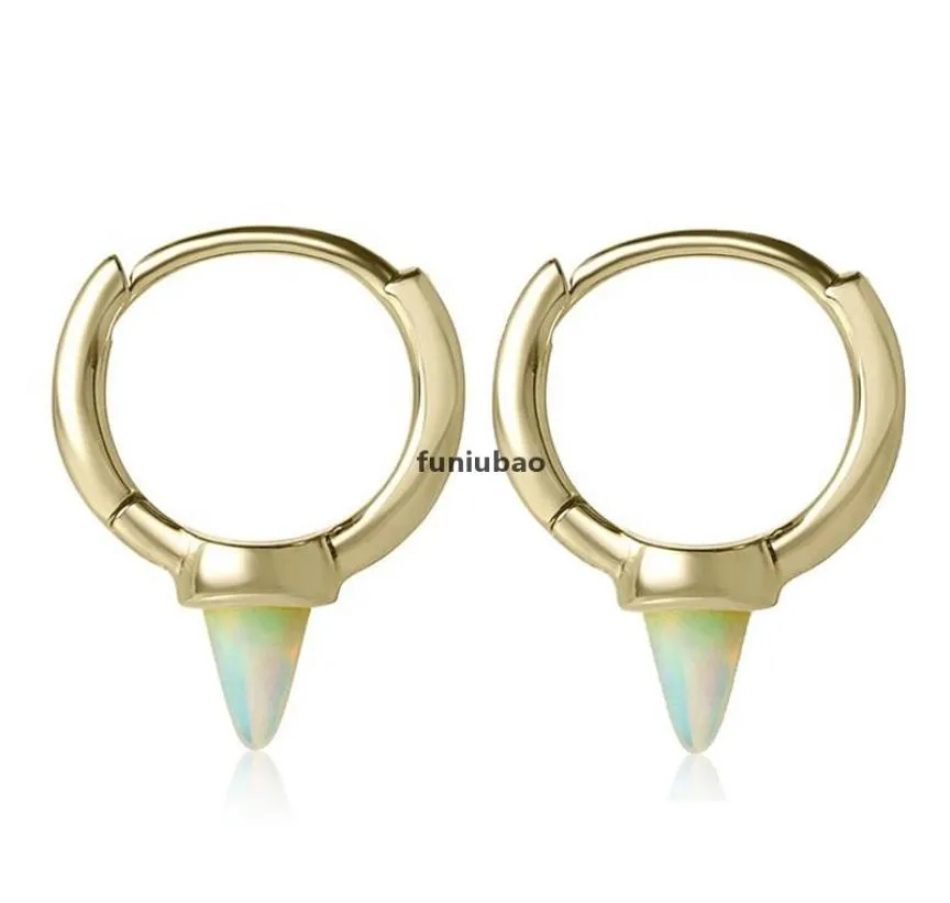 JH 925 Sterling Silver Vermeil Jewelry Mini Huggie Hoop with Opal Turquoises Epike arring for Women CX2008012585912
