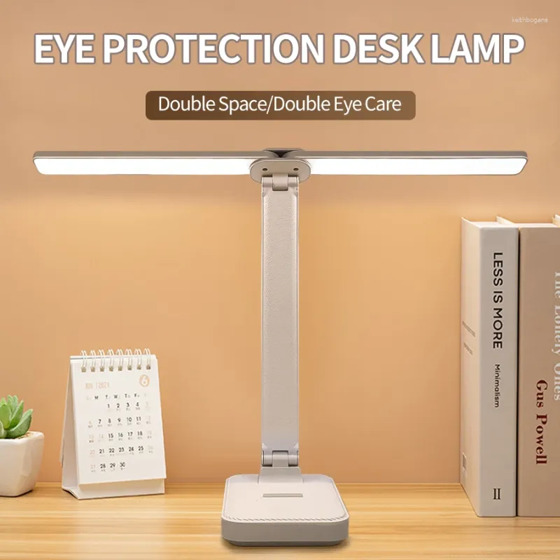 Bordslampor LED -skrivbordslampa 3 nivåer Dimbar Touch Reading Light USB Laddningsbar ögonskydd Vikbar för sovrumsstudie