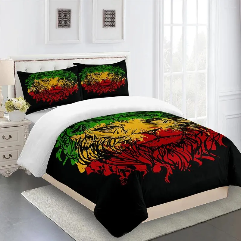 Set di biancheria da letto piumino cartone animato kawaii letto full size case tessuto tessuto trapunte set colorato leone cool boy bambini studenti