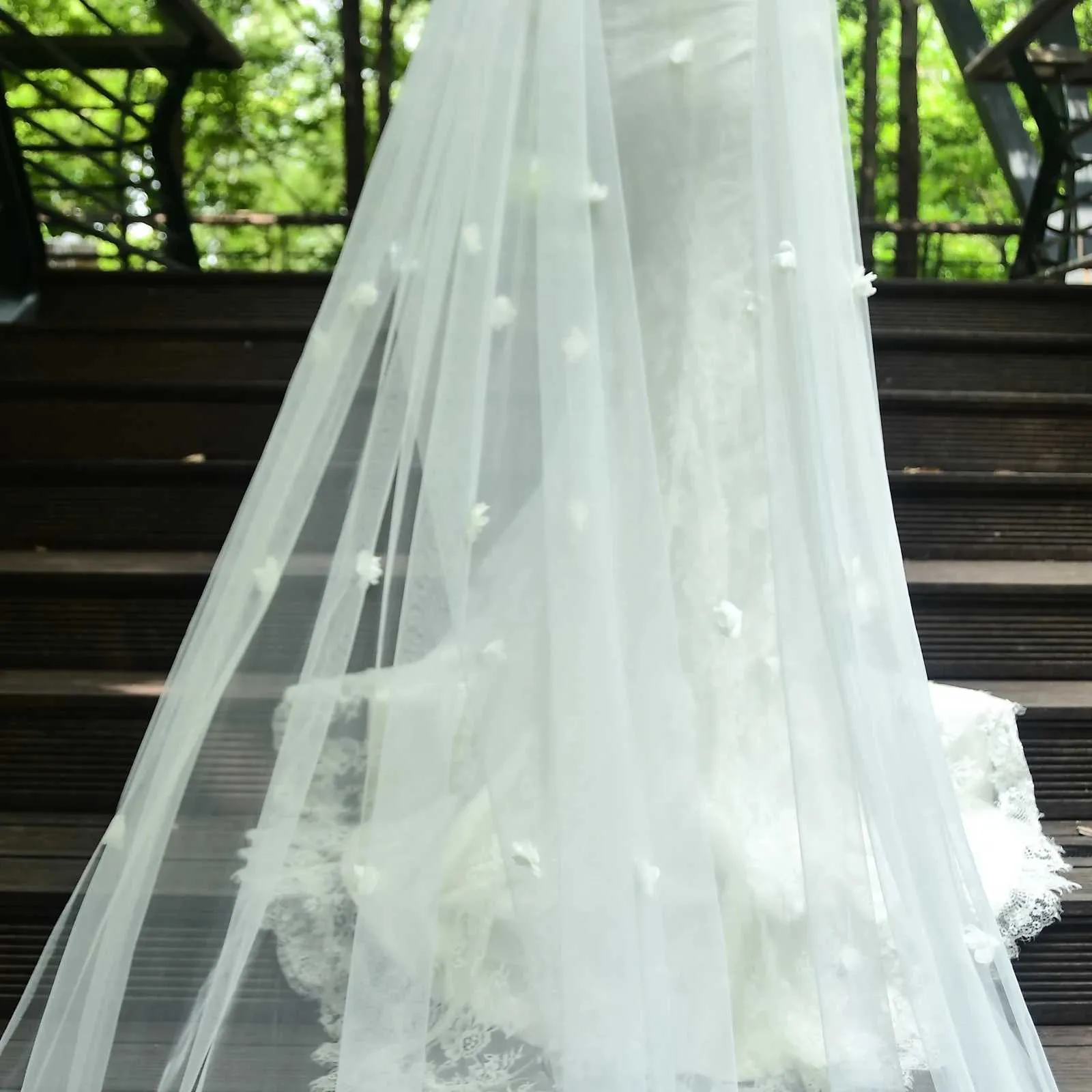 Bijoux de cheveux femmes VG44 voiles de mariée longue cathédrale style soirée cape veste femmes épaules nues boléro mariage_voghion.com