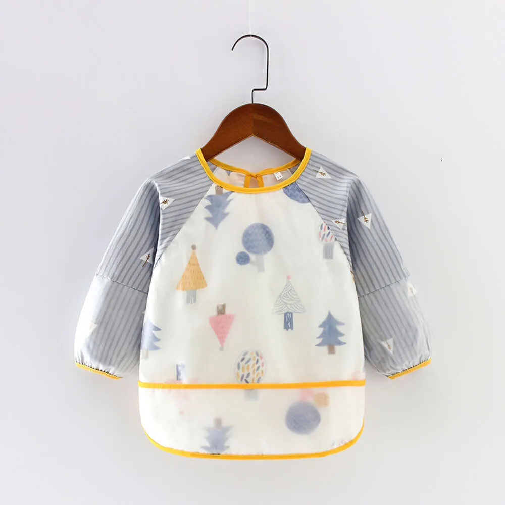 Children's cover up, waterproof long sleeved reverse dressing, baby pure cotton anti dirt bib, male and female dining bag for external wear