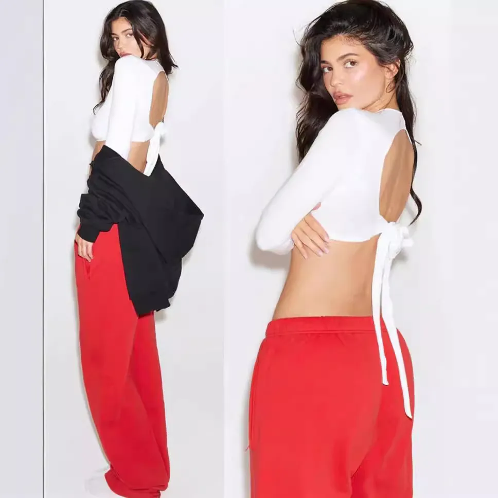 Camisas femininas Khy Kylie Ano Vermelho Basa de Estreamento de Backless Red Fit