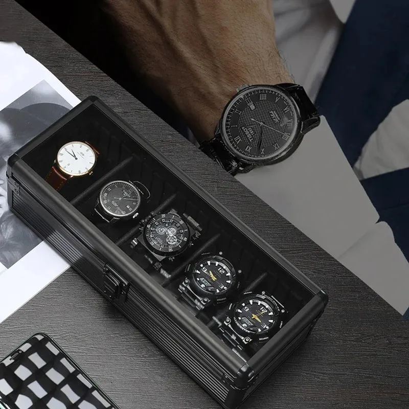 Boîte de rangement de surveillance de montre en alliage en alliage en alliage en alliage en alliage en aluminium haut de gamme Boîte détachable et mobile de rangement de montre interne DIY Box 240426