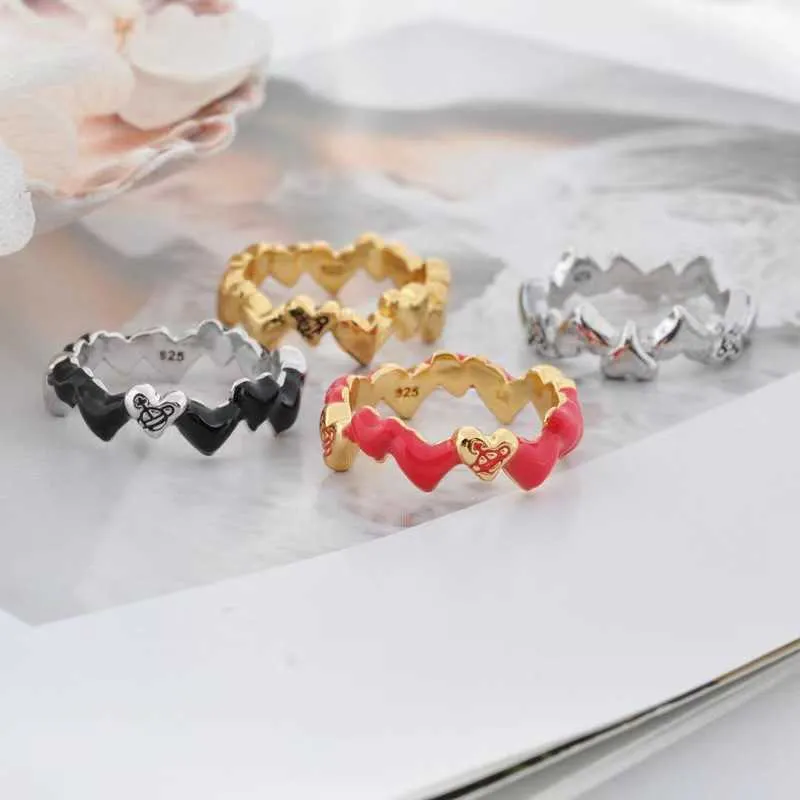Designer Westwoods Little Saturn Multi Love Ring For Women Micro Um clássico Sweet Disponível em Four Colors Nail