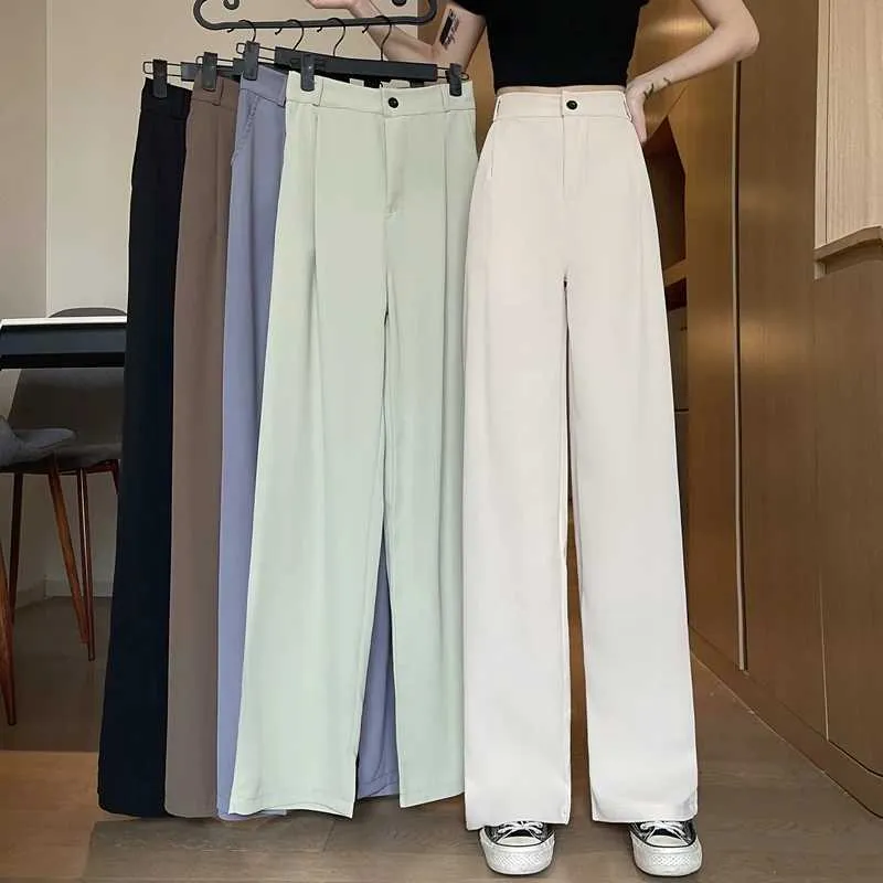 Women's Pants Capris Womens wide leg pants spring/summer casual straight OL style loose set womens solid size S-4XL long pants Y240509