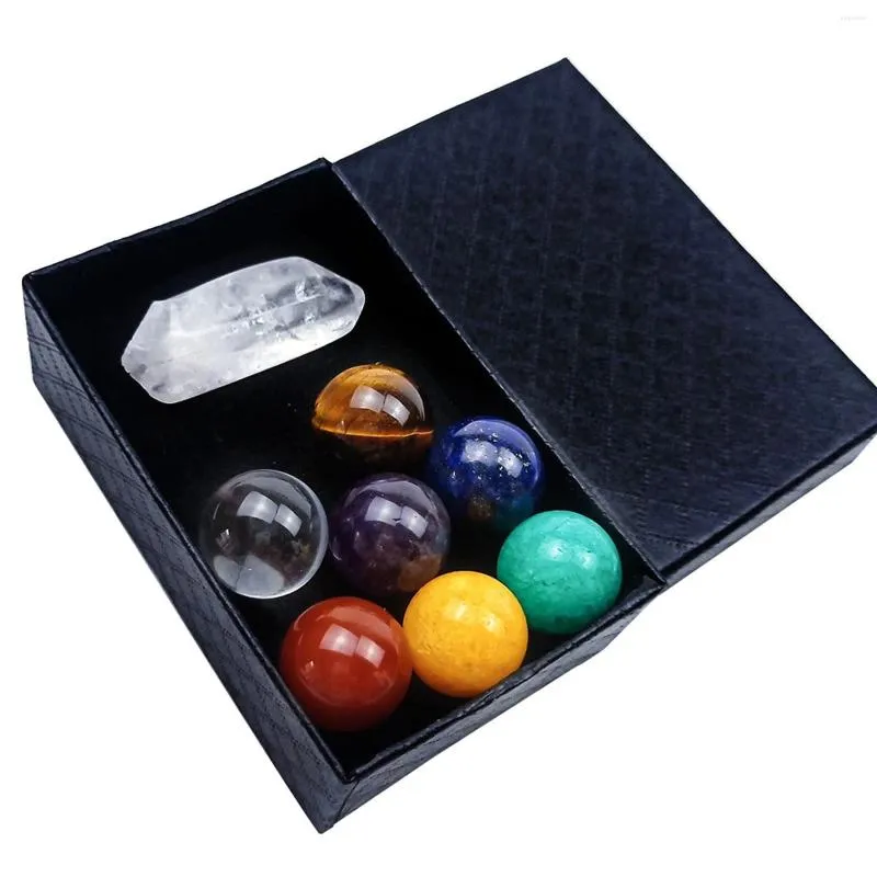 Cadeaux de décoration de fête cristaux cristaux de décoration de cristal ensemble de couleur mélangée colorée naturelle 16 mm Ball Yoga Stone Ornement combinaison colonne hexagonale