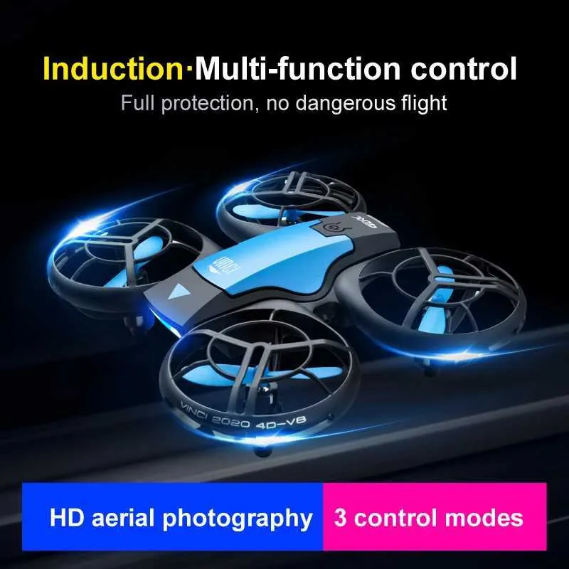 Drones New V8 Mini Drone 4K Camera Professional HD Wide angle Camera WiFi FPV Four Helicopter Hauteur Rétention du drone Helicopter Toy S24513