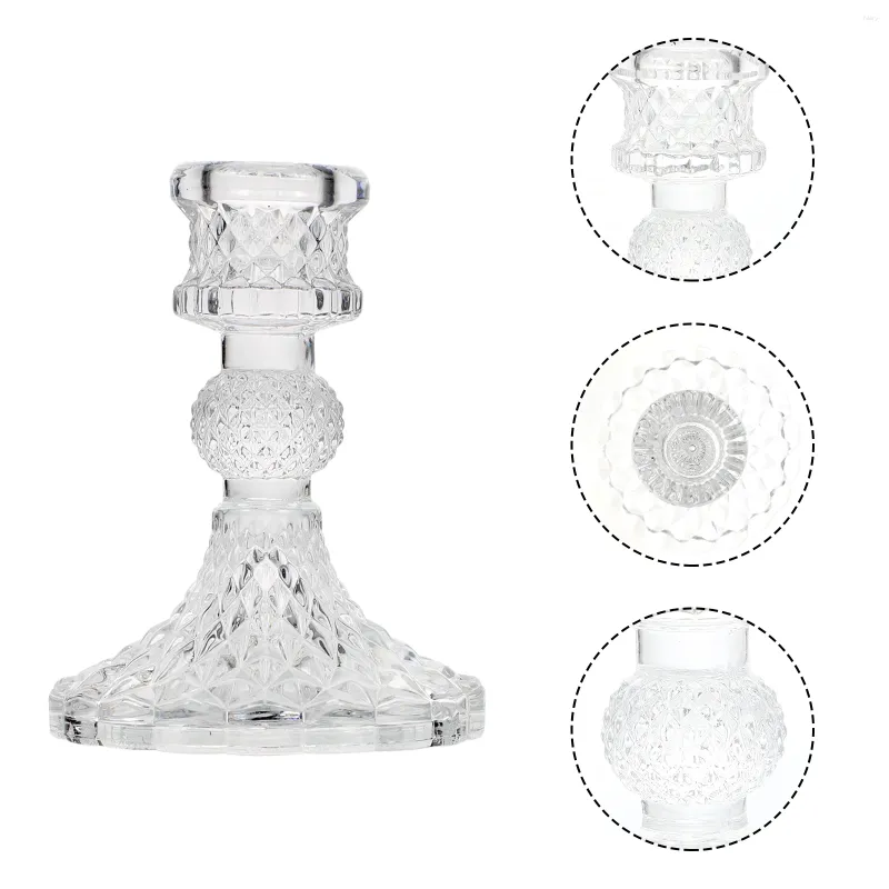 Candle Holders 2Pcs Dining Table Cup Unique Stand Chic Candlestick Transparent