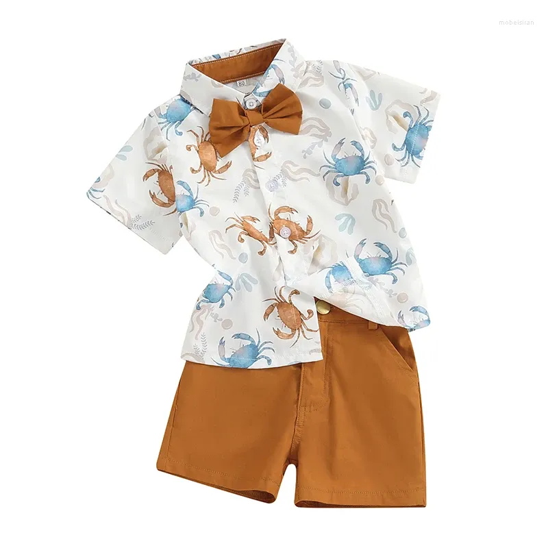 Ensembles de vêtements en tout-petit bébé garçon vêtements d'été robe tenue imprimé la chemise et shorts à manches courtes à manches courtes et shorts