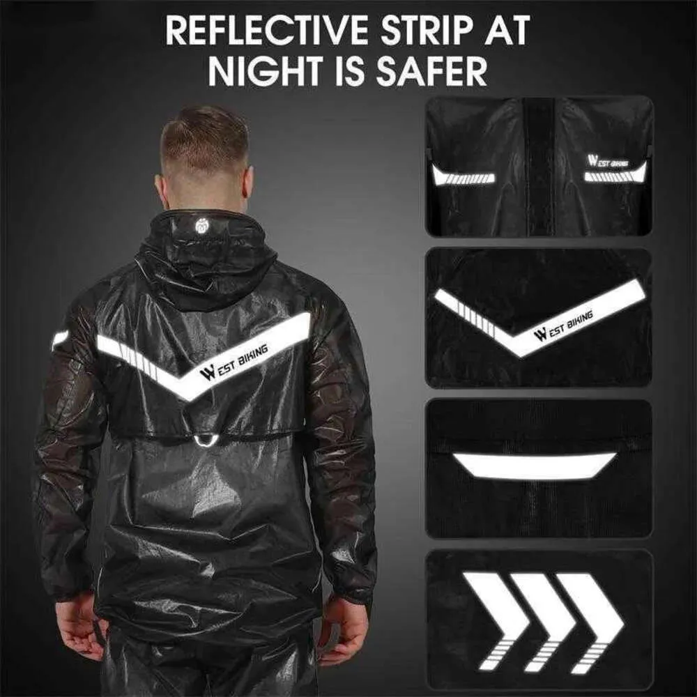 WEST BIKING Cycling Raincoat Waterproof Windproof Raincoat Reflective MTB Road Bike Cycling Jacket Pants Suit Men Women Clothes HKD230815