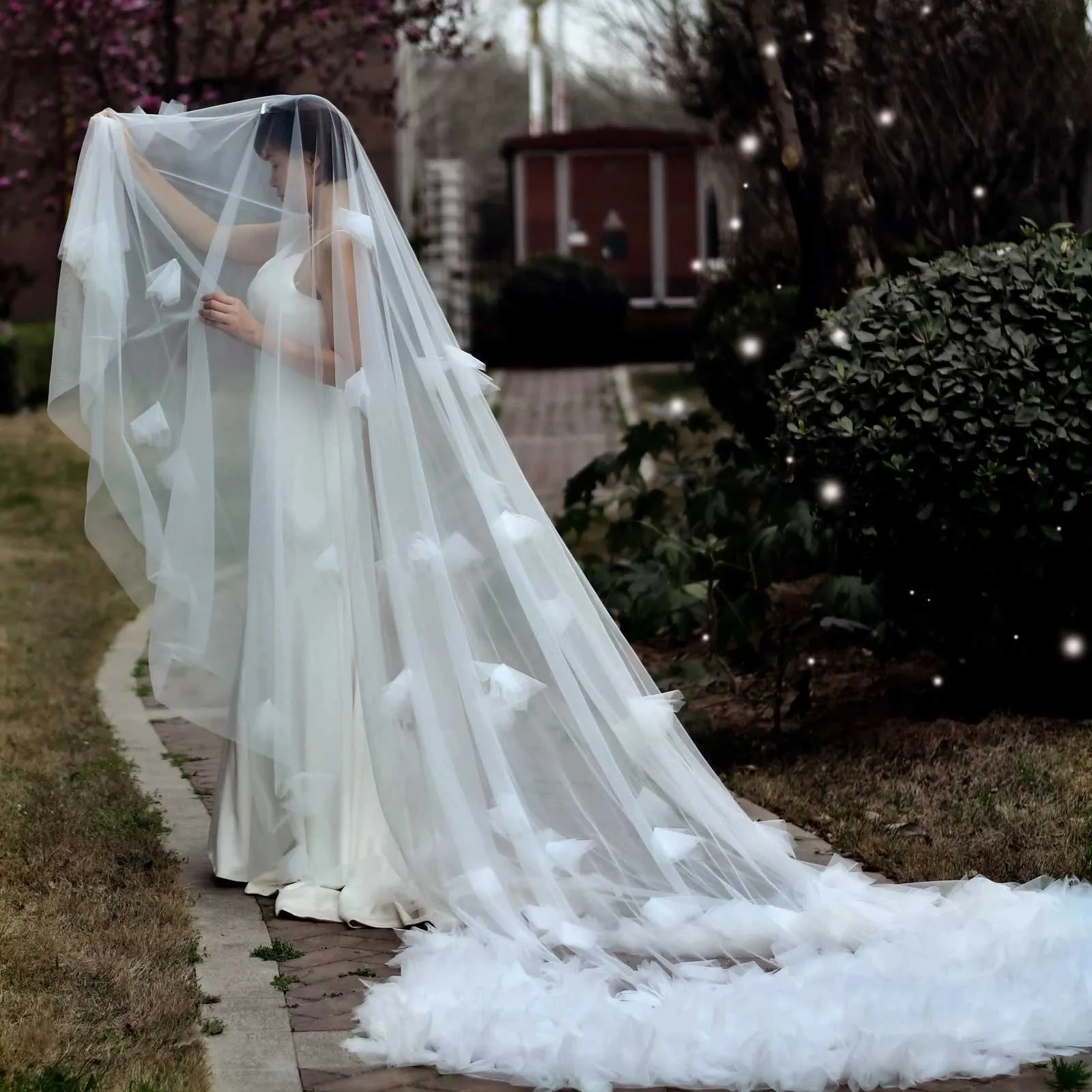 Wedding Veil Cathedral Length Soft Bridal Illusion With Comb_voghion.com