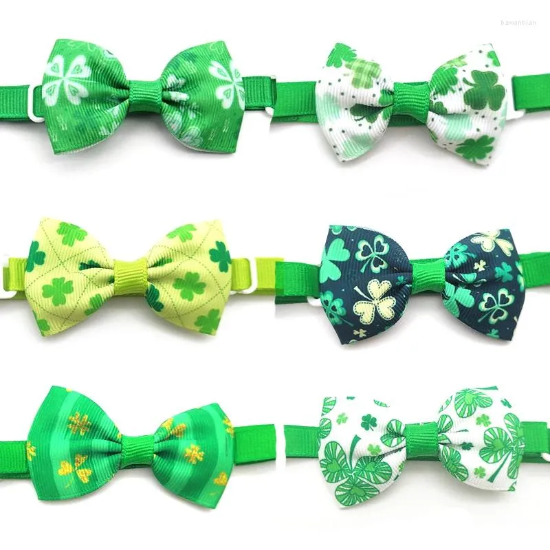 Hundkläder 30/50 PC St Patrick's Day Style Puppy Cat Bow Tie Notse Justerbara skötseltillbehör Pet Supplies