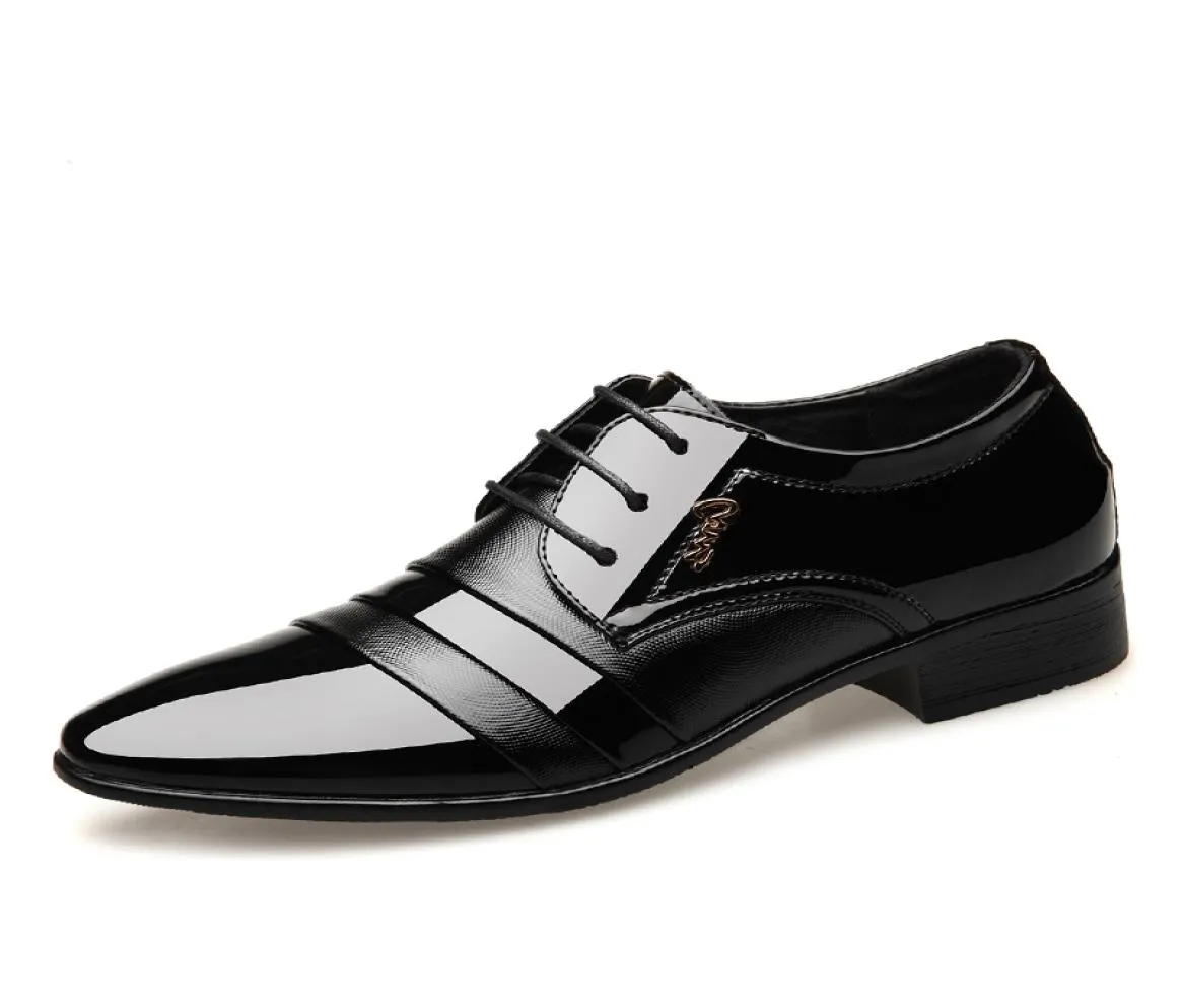 2020 NYTT PATENT LÄDER MEN039S KLÄSSKOR MEN OXFORDS Billiga modekontor Flatser Laceup Men Black Formal Shoes Plus Size 489086483