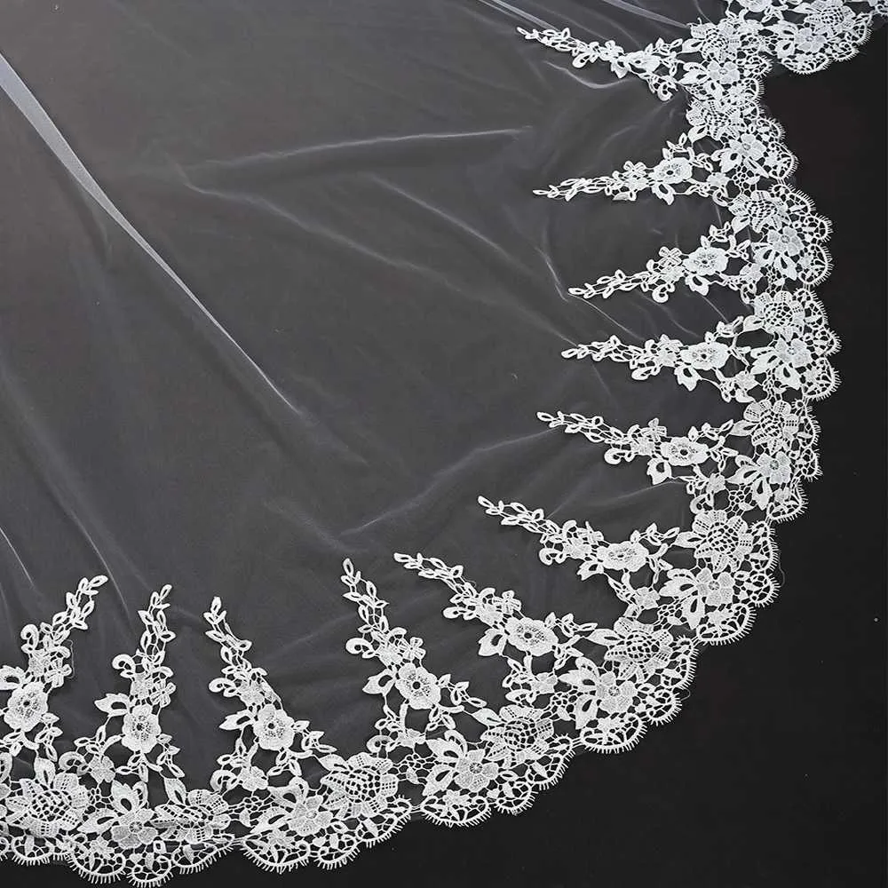 Haarschmuck mit Kamm Schleier Extra Lang Hochzeit Kathedrale Mantilla Brautschleier VP80_voghion.com
