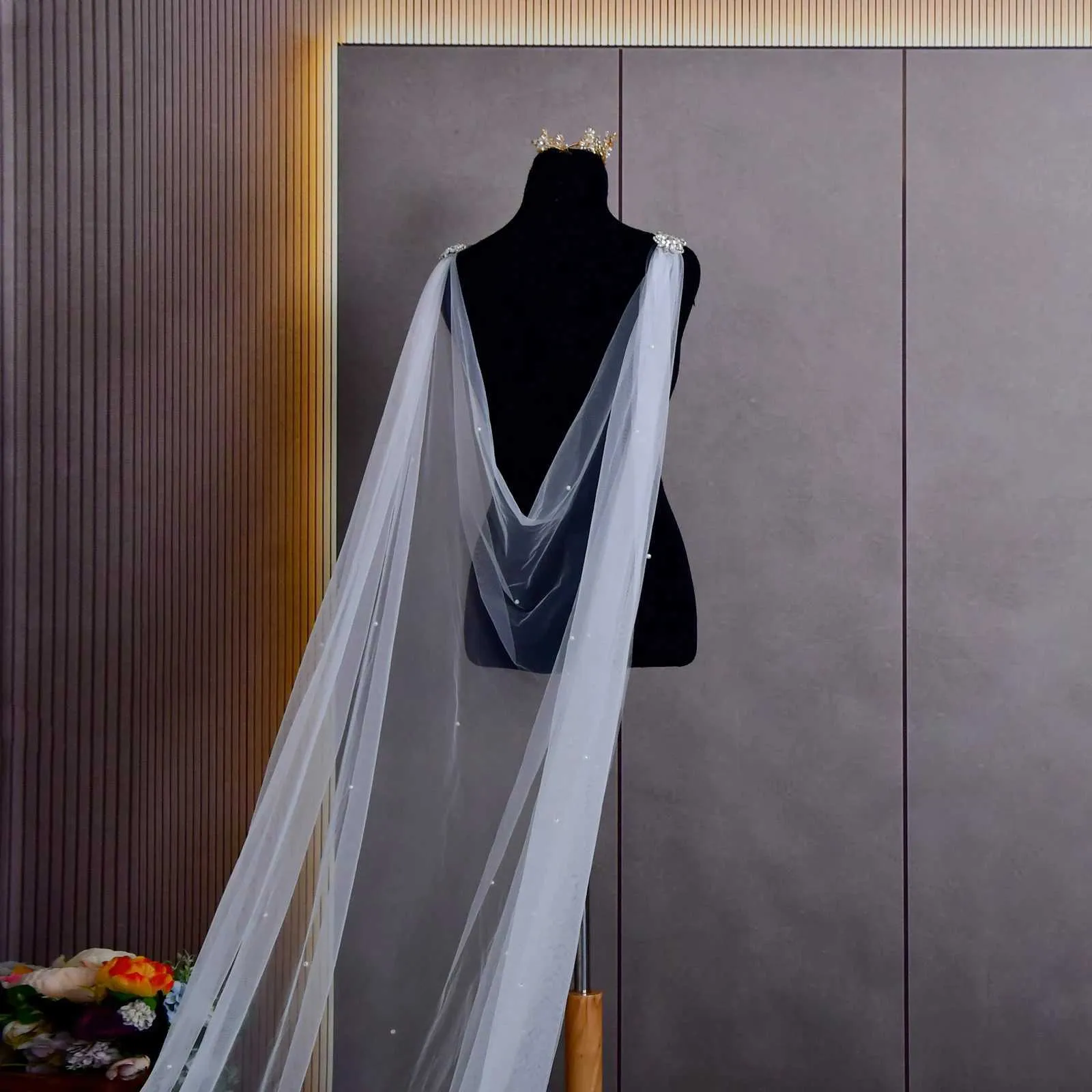 Bruids cape sluier voor dames bruiloft schouderbedekking tule_voghion.com