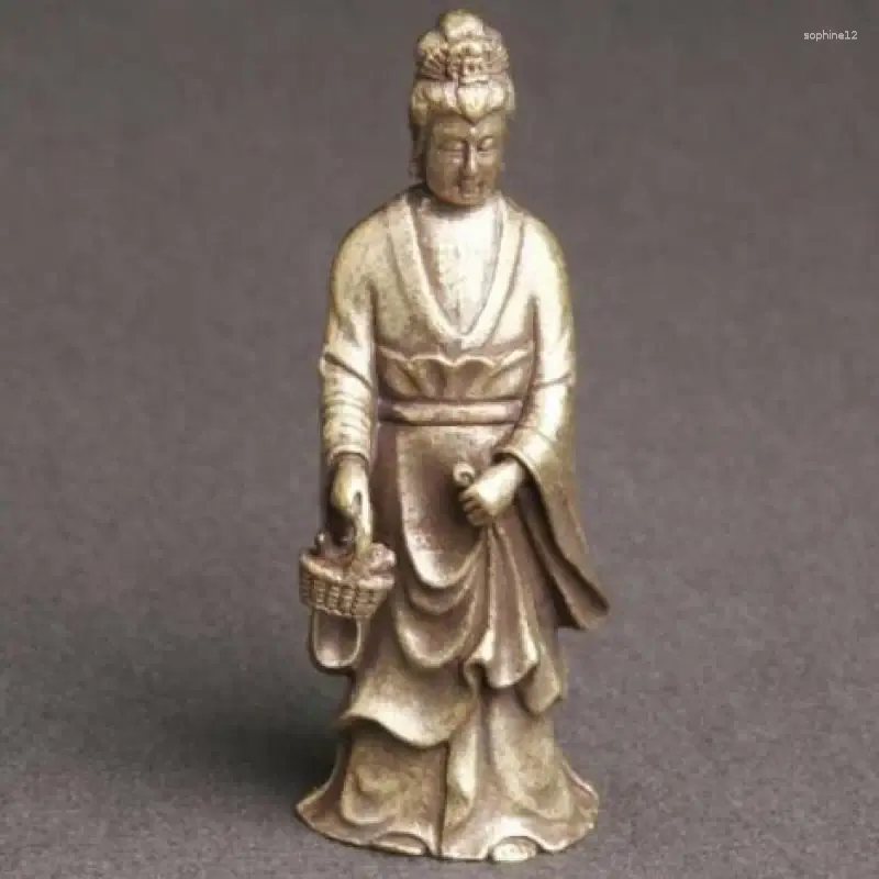 Decoratieve beeldjes Oude Chinees standbeeld handgemaakte fee -pure messing folkcollectie een van de acht onsterfelijken
