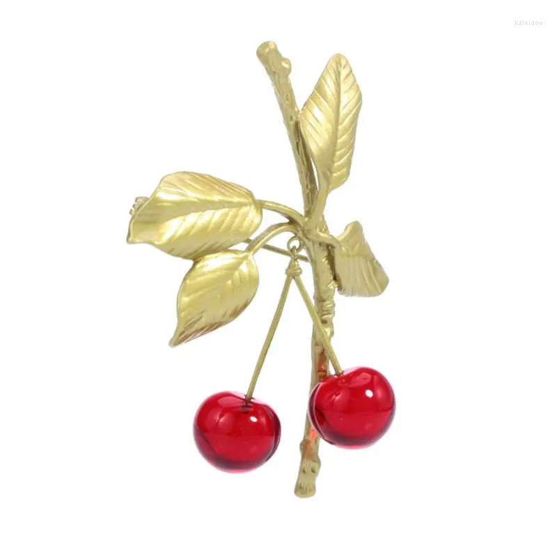 Brooches European And American Designers Have The Same Plant Series Sweet Fresh Green Leaves Red Cherries Versatile
